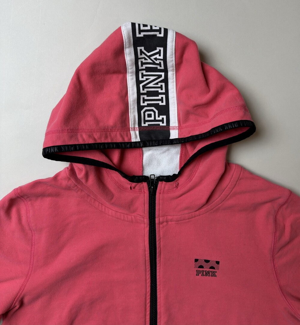 Victoria's Secret Pink Hoodie Womens Medium Full Zip Long Sleeve Pullover Graphi